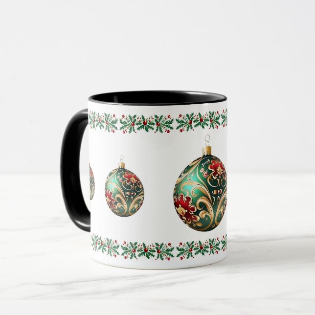 Elegantens dekorativa botaniska helgdag jul mugg (Framsida vänster)