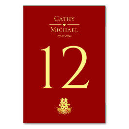 Elegantens dubbla lycka ro kinesiska bröllop bordsnummer