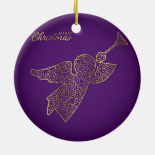 Elegantens filigree-ängel julgransprydnad keramik