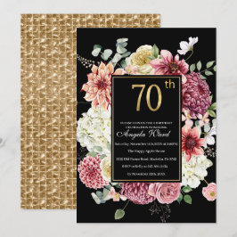 Elegantens födelsedagsfirande blommigten glitter 7 inbjudningar