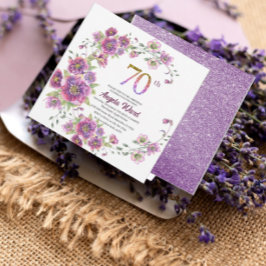 Elegantens födelsedagsfirande blommigten glitter 7 inbjudningar