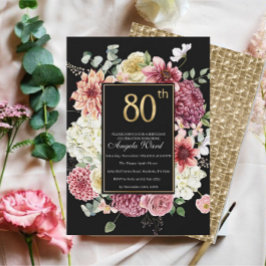 Elegantens födelsedagsfirande blommigten glitter 8 inbjudningar