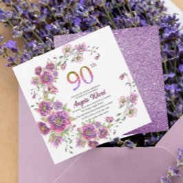 Elegantens födelsedagsfirande blommigten glitter 9 inbjudningar
