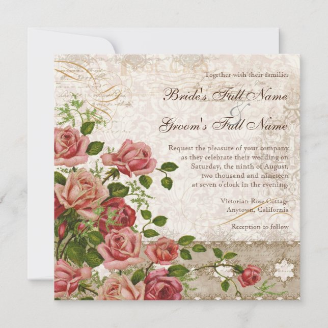 Elegantens formella bröllopsinbjudan till Tea Ro V Inbjudningar (Framsida)