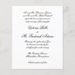 Elegantens formella inbjudan till budgetbröllop