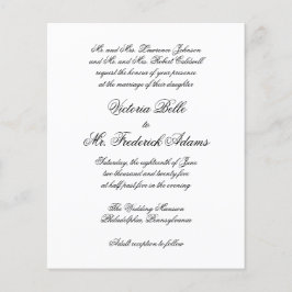 Elegantens formella inbjudan till budgetbröllop flygblad