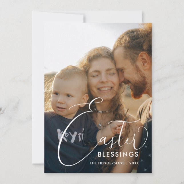 Elegantens fotofil för Påsk Blessings Julkort (Framsida)