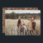 Elegantens fotomoderna, minimala, naturliga botani julkort<br><div class="desc">Elegantens fotomoderna minsta naturliga,  bruna vattenfärg botaniska typografi God jul helgdag platta kort.</div>