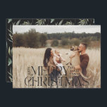 Elegantens fotomoderna, minimala naturliga botanis julkort<br><div class="desc">Elegantens fotomoderna minsta plana platta God jul-helgdag med naturlig vattenfärg,  botanisk typografi.</div>