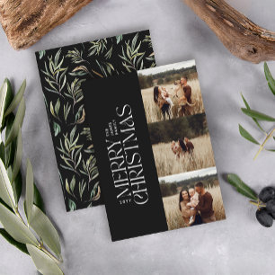 Elegantens fotomoderna, minimalt botaniskt multifo julkort