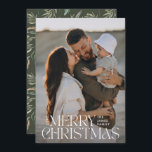 Elegantens fotomoderna minsta oliv grönt botaniska julkort<br><div class="desc">Elegantens fotomoderna minsta oliv grönt,  naturliga,  botaniska typografi God jul helgdag-platta kort.</div>