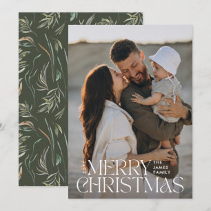 Elegantens fotomoderna minsta oliv grönt botaniska julkort