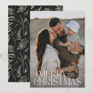 Elegantens fotomoderna, minsta svarta botaniska julkort