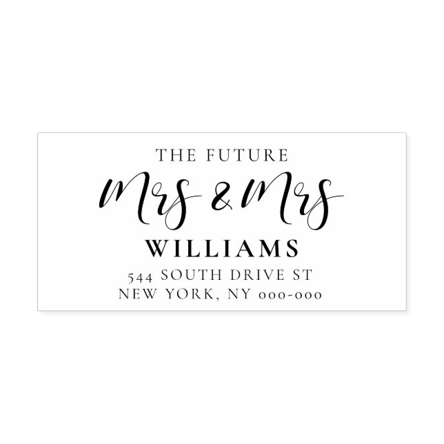 Elegantens framtid Fru & fru bröllop returadress Självfärgande Stämpel (Design)