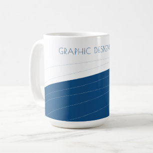 Elegantens geometriska abstrakt blå och vit namn kaffemugg