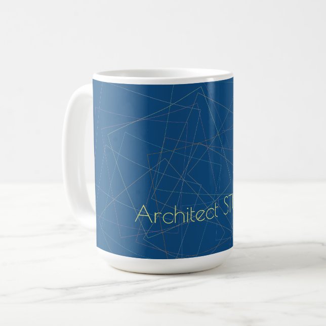 Elegantens geometriska linjer blue architect studi kaffemugg (Framsida vänster)