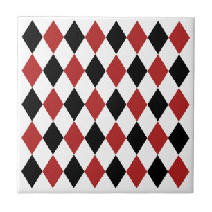 Elegantens geometriska mönster Black och burgundrö Kakelplatta