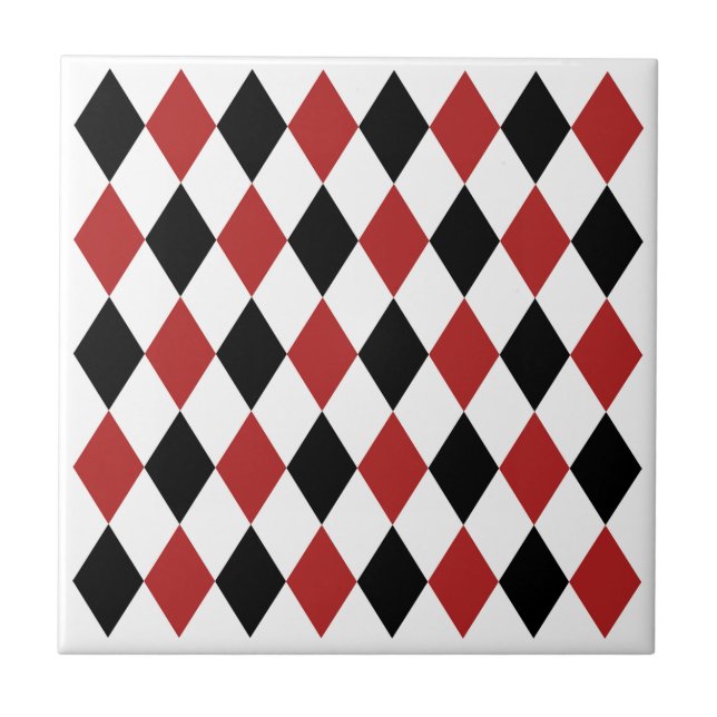 Elegantens geometriska mönster Black och burgundrö Kakelplatta (Framsidan)