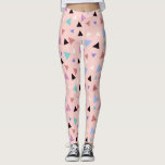 Elegantens geometriska mönster rosa lila mint svar leggings<br><div class="desc">Modern och färglös geometrisk utformning med trekantiga mönster och  rosa.</div>