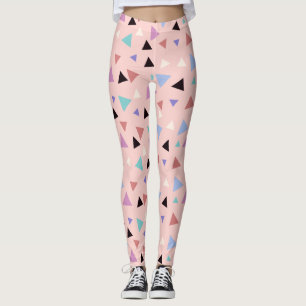 Elegantens geometriska mönster rosa lila mint svar leggings