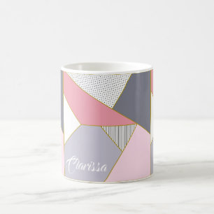 Elegantens geometriska rand polka dots-pastel kaffemugg