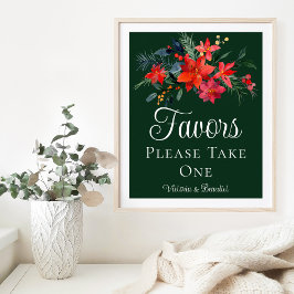Elegantens Grönt - Blommigt - julbröllopsfavoriter Poster