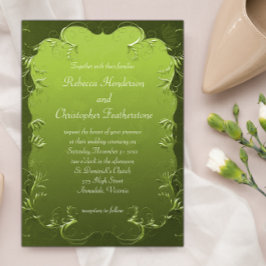 Elegantens Grönt, blommor och Scrollsar, klassiskt Inbjudningar