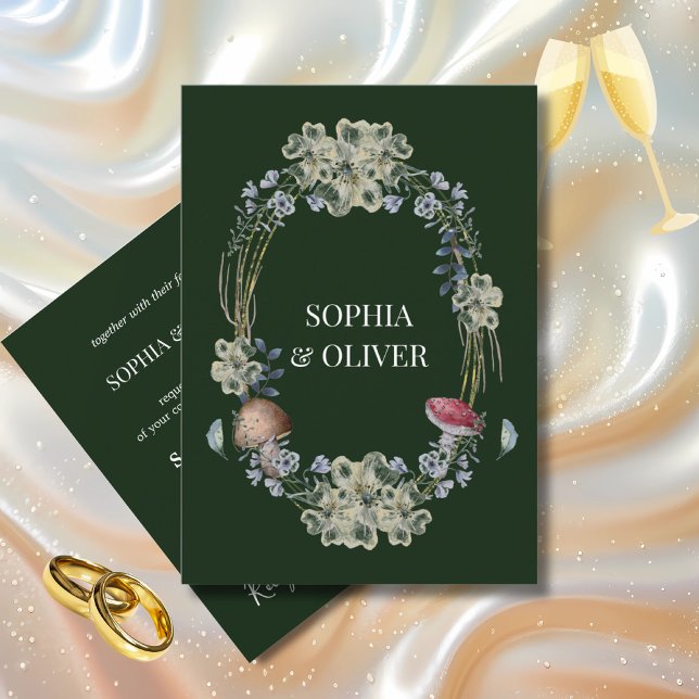 Elegantens Grönt Blommor och Svampfrö Utandning Br Inbjudningar (Skapare uppladdad)