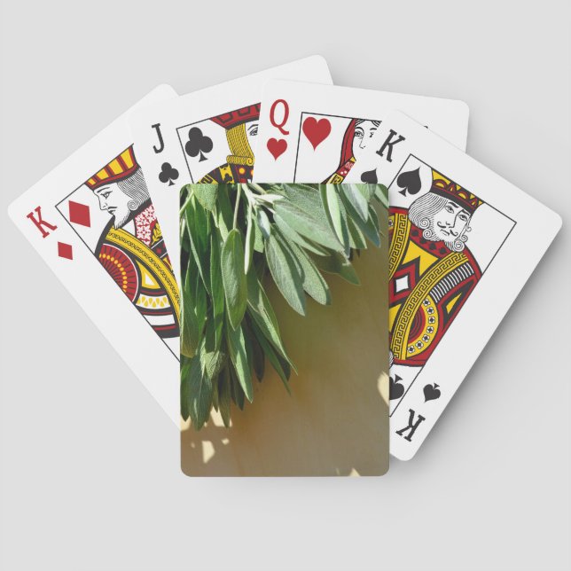Elegantens grönt botaniska löv Färskklippta örter Casinokort (Baksidan)