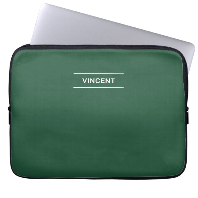 Elegantens Grönt med Namn Laptop sleeve (Framsidan)