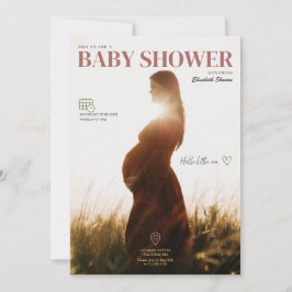 Elegantens Grönt och bruna minimalister, med foto Inbjudningar