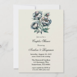 Elegantens Grönt och Grått Bouquet Par Shower Inbjudningar