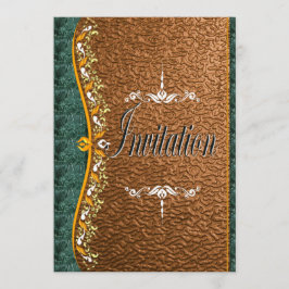Elegantens grönt och orange i kopparinbjudan inbjudningar