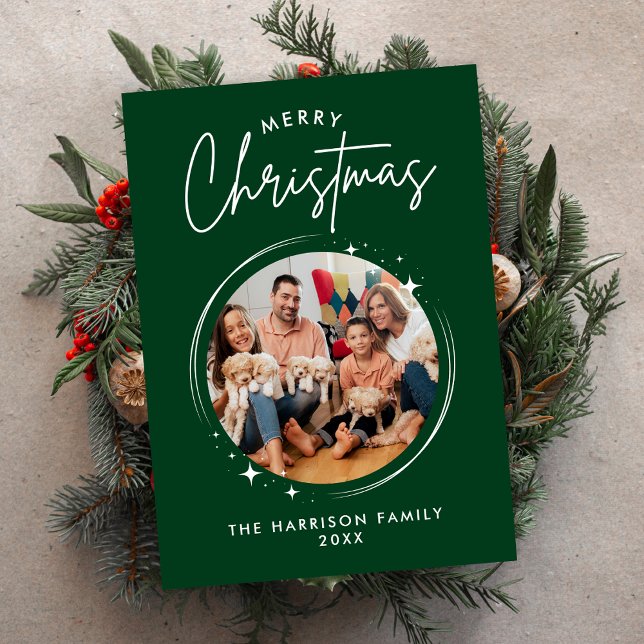 Elegantens Grönt Snyggt - platta Helgdag Julkort (Skapare uppladdad)