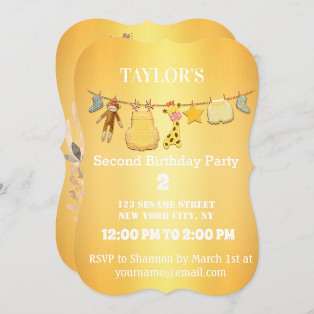 Elegantens guldfödelsedagsinbjudan inbjudningar (Fram/baksida)