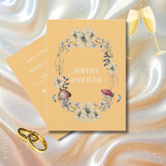 Elegantens Gult Blommor och Svampfrö Utandning Brö Inbjudningar (Skapare uppladdad)