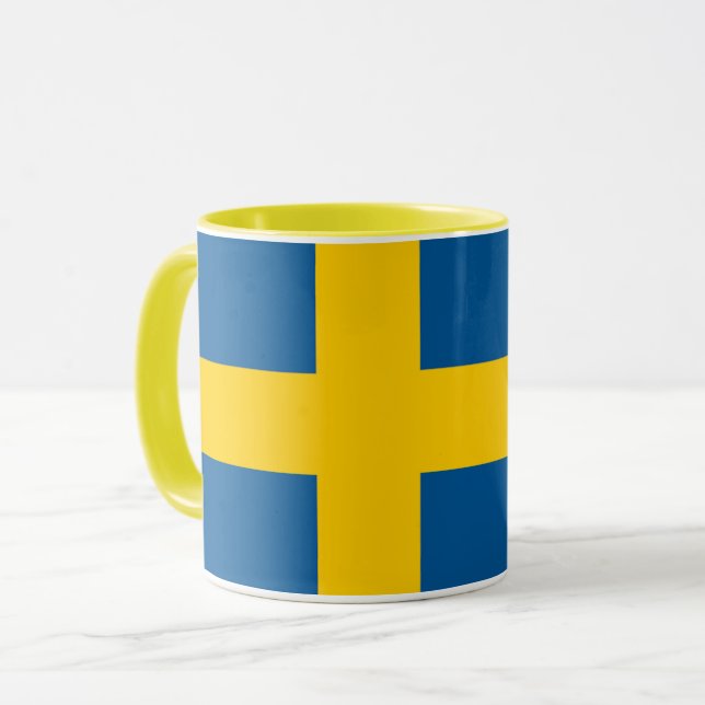 Elegantens Gult och blå svenska Flagga Mugg (Framsida vänster)