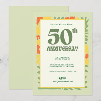 Elegantens Gult och Grönt - 50-årsjubileum Inbjudningar