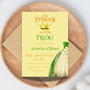 Elegantens Gult och Grönt Frog Princess Baby Showe Inbjudningar