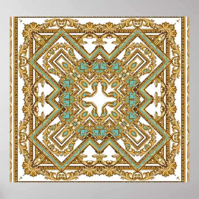 Elegantens gyllene baroque, prydnadsdesign. poster (Framsidan)