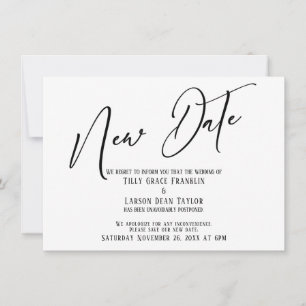 Elegantens handskriftsmeddelande om nytt datum - e inbjudningar