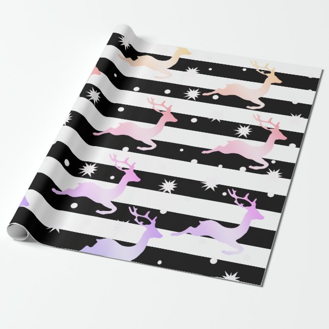 Elegantens holografiska julrenar mönster presentpapper (Utrullad)