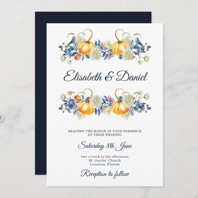 Elegantens inbjudan att anmäla sig till bröllop (Fram/baksida)