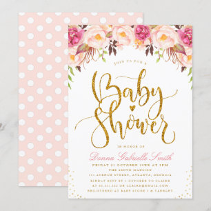 Elegantens inbjudan till  blommigt Babydusch
