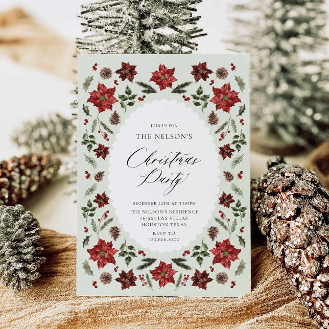Elegantens inbjudan till botaniska julfester (Elegant botanical Christmas Party Invitation)