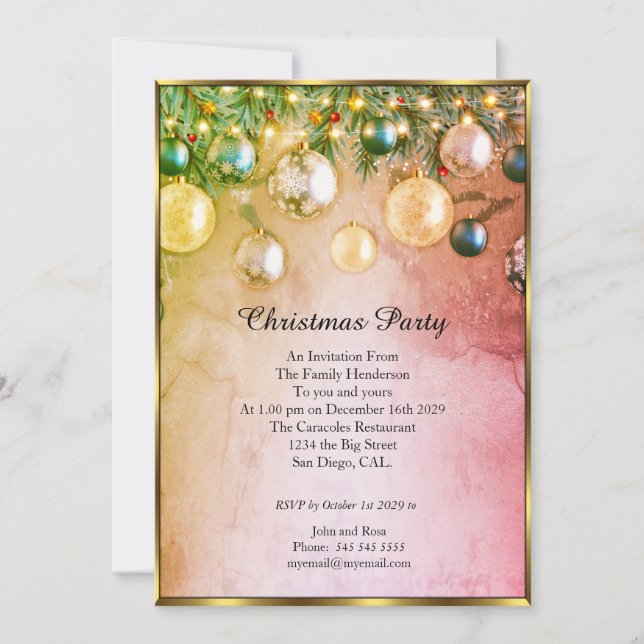 Elegantens inbjudan till julpubar i party (Framsida)