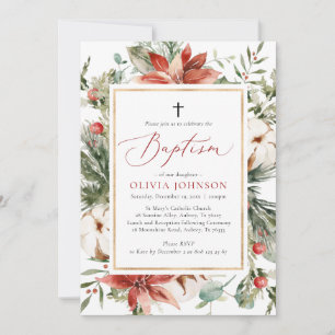 Elegantens inbjudan till Julvinter Röd baptism