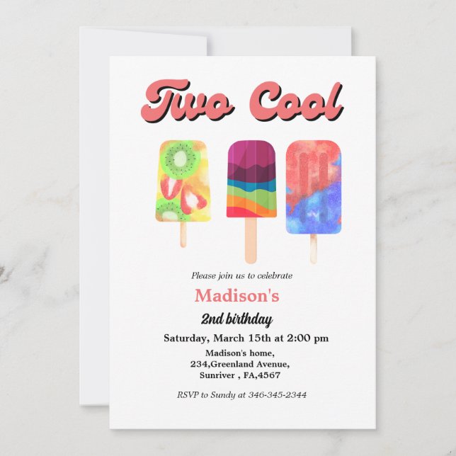 Elegantens isläge två coolors födelsedagsfest inbjudningar (Framsida)