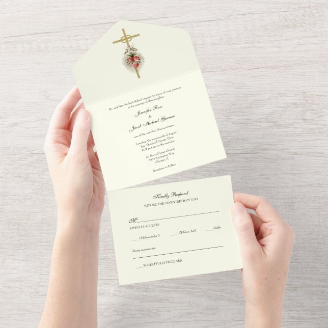 Elegantens katolska hjärta av Mary Bröllops inbjud (Avrivbar del)