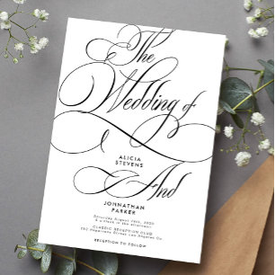Elegantens klassiska calligraphy-skript bröllop inbjudningar